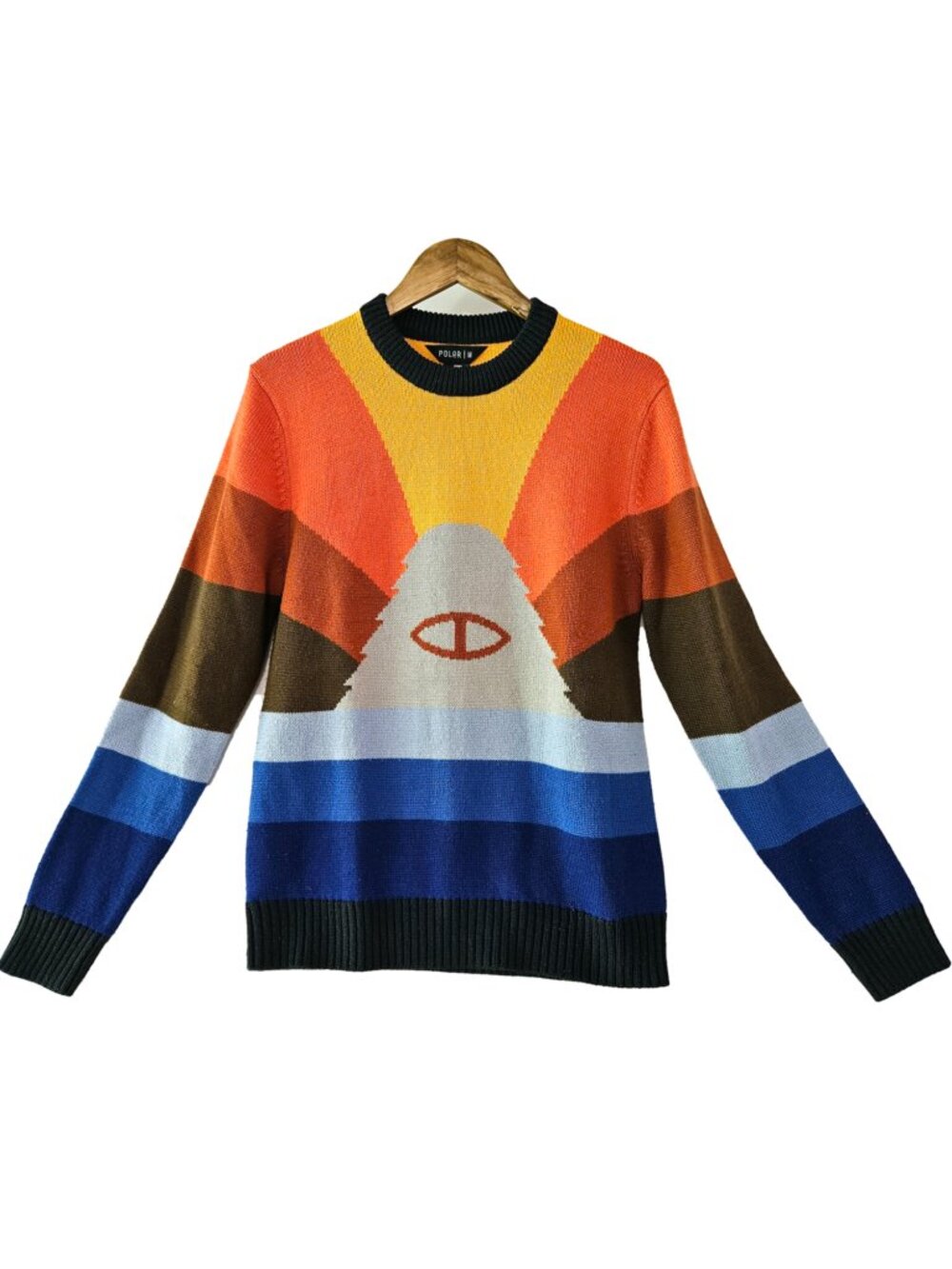 Vintage Poler What Does It Mean Sweater Colorful Unisex Sunrise Knit Pullover M